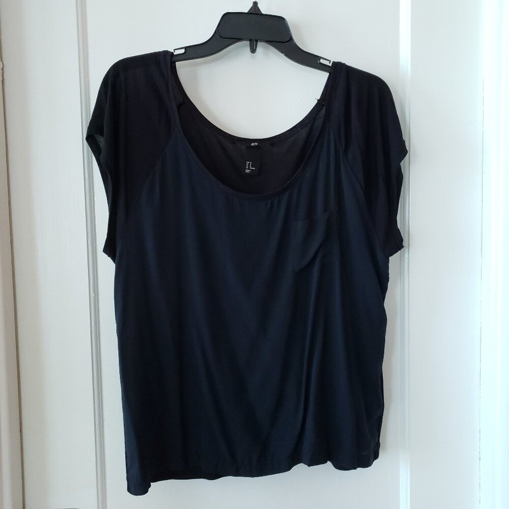H&M Black Pocket Tee Short Sleeve T-Shirt Size M
